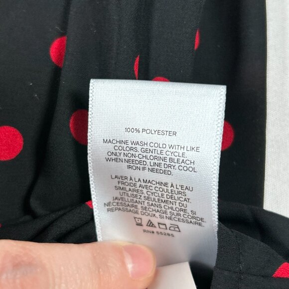 Express Size Small Slim Fit The Portofino Shirt Black & Red Polka Dot Blouse - Picture 4 of 11